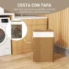 Cesto de Ropa Sucia con Tapa 72L Bolsa Interior Extraíble y Asas para Lavandería Dormitorio 40x30x60 cm Marrón - Ogal.Es