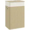 Cesto de Ropa Sucia con Tapa 72L Bolsa Interior Extraíble y Asas para Lavandería Dormitorio 40x30x60 cm Natural - Ogal.Es