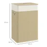 Cesto de Ropa Sucia con Tapa 72L Bolsa Interior Extraíble y Asas para Lavandería Dormitorio 40x30x60 cm Natural - Ogal.Es