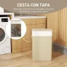 Cesto de Ropa Sucia con Tapa 72L Bolsa Interior Extraíble y Asas para Lavandería Dormitorio 40x30x60 cm Natural - Ogal.Es