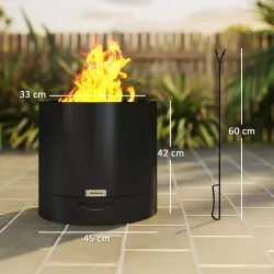 Brasero Exterior Redondo con Bandeja para Cenizas y Atizador Protector de Chispas para Jardín Terraza Ø45x42 cm ... - Ogal.Es