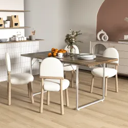 Mesa de Comedor Extensible de 120-160 cm Diseño Rústico con Tablero de Madera Vintage y Patas Metálicas en U Marrón - Ogal.Es