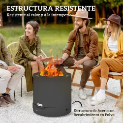Brasero Exterior Redondo con Bandeja para Cenizas y Atizador Protector de Chispas para Jardín Terraza Ø45x42 cm ... - Ogal.Es