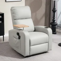 Sillón de Masaje con 4 Modos Vibración Reclinación 145° Mando a Distancia 77x93x105 cm Gris Claro - Ogal.Es