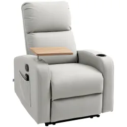 Sillón de Masaje con 4 Modos Vibración Reclinación 145° Mando a Distancia 77x93x105 cm Gris Claro - Ogal.Es