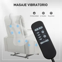 Sillón de Masaje con 4 Modos Vibración Reclinación 145° Mando a Distancia 77x93x105 cm Gris Claro - Ogal.Es