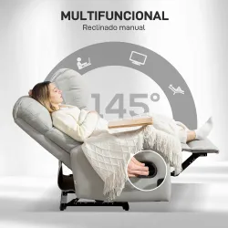 Sillón de Masaje con 4 Modos Vibración Reclinación 145° Mando a Distancia 77x93x105 cm Gris Claro - Ogal.Es