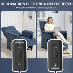 Sillón Reclinable con Motor sin Escobillas Reposapiés Tapizado Resistente y Bolsillos Laterales 80x83x104 cm Azu... - Ogal.Es