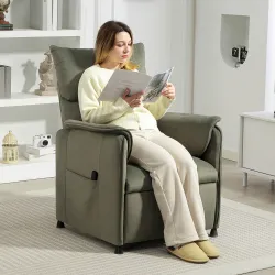 Sillón Reclinable con Motor sin Escobillas Reposapiés Tapizado Resistente y Bolsillos Laterales 80x83x104 cm Verde - Ogal.Es