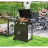 Barbacoa de Gas con 3 Quemadores Parrilla para 5-9 Personas Quemador Lateral Termómetro y Ruedas 123x58x98 cm Negro - Ogal.Es