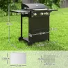 Barbacoa de Gas con 3 Quemadores Parrilla para 5-9 Personas Quemador Lateral Termómetro y Ruedas 123x58x98 cm Negro - Ogal.Es
