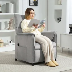 Sillón Reclinable con Motor sin Escobillas Reposapiés Tapizado Resistente y Bolsillos Laterales 80x83x104 cm Gris - Ogal.Es