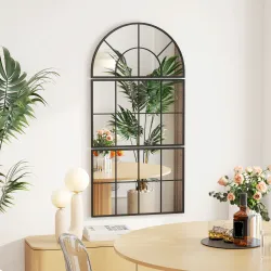 Espejo de Pared 76x149 cm 3 Piezas Espejo de Recibidor con Marco de Metal en Forma de Ventana para Salón Negro - Ogal.Es