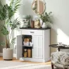 Aparador para Salón Rústico con 2 Puertas 1 Cajón Estante Ajustable para Comedor Entrada Blanco 75,2x40x91,5 cm - Ogal.Es
