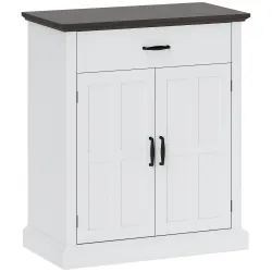 Aparador para Salón Rústico con 2 Puertas 1 Cajón Estante Ajustable para Comedor Entrada Blanco 75,2x40x91,5 cm - Ogal.Es
