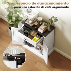 Aparador para Salón Rústico con 2 Puertas 1 Cajón Estante Ajustable para Comedor Entrada Blanco 75,2x40x91,5 cm - Ogal.Es