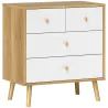 Cómoda de 4 Cajones con Acabado Elegante y Gran Capacidad de Almacenaje 60x35x65 cm Roble y Blanco - Ogal.Es