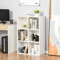 Librería de 3 Niveles, Estantería para Libros con 6 Cubos de Almacenaje, para Sala de Estar, Dormitorio, Estudio... - Ogal.Es