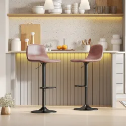 Conjunto 2 Taburetes Altos Ajustables 360° con Respaldo y Reposapiés para Cocina Bar o Comedor 40,5x44x84-104 cm... - Ogal.Es