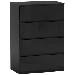 Cómoda con 4 Cajones Cajonera de Estilo Moderno para Dormitorio Entrada Salón 55x34x80 cm Negro - Ogal.Es