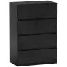 Cómoda con 4 Cajones Cajonera de Estilo Moderno para Dormitorio Entrada Salón 55x34x80 cm Negro - Ogal.Es
