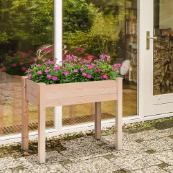 Huerto Urbano Elevado de Madera 86x46x76 cm con Tela no Tejida para Cultivos Plantas Flores Natural - Ogal.Es