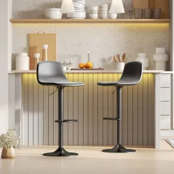 Conjunto 2 Taburetes Altos Ajustables 360° con Respaldo y Reposapiés para Cocina Bar o Comedor 40,5x44x84-104 cm... - Ogal.Es