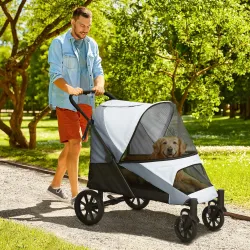 Cochecito Plegable para Mascotas con Ventanas de Malla Cojín Acolchado para Perros de hasta 30 kg 124x67x100 cm ... - Ogal.Es