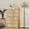 Cómoda 5 Cajones para Dormitorio Moderna Diseño sin Tiradores para Comedor Entrada 60x39x100 cm Madera Natural - Ogal.Es