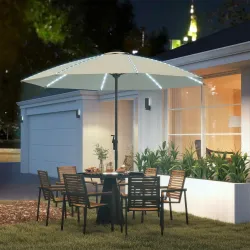 Sombrilla Terraza Exterior con Luces LED Protección UV50+ Poste de Aluminio Manivela Techo Ventilado Ø300x256 cm... - Ogal.Es