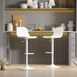 Conjunto 2 Taburetes Altos Ajustables 360° con Respaldo y Reposapiés para Cocina Bar o Comedor 40,5x44x84-104 cm... - Ogal.Es