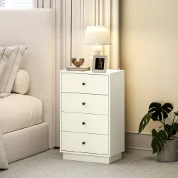 Cómoda para Dormitorio Moderna de 4 Cajones Cajonera Estrecha para Salón Pasillo 47x29x75 cm Blanco - Ogal.Es