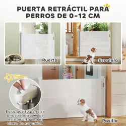 Barrera para Perros Retráctil 0-140 cm Barrera de Seguridad con Interruptor de Cierr para Puertas y Escaleras Bl... - Ogal.Es