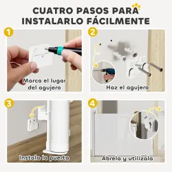 Barrera para Perros Retráctil 0-140 cm Barrera de Seguridad con Interruptor de Cierr para Puertas y Escaleras Bl... - Ogal.Es