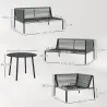 Conjunto Jardín Exterior de Ratán con 2 Sofás de 2 Plazas Sofá Esquina Mesa Redonda Cojines Terraza Gris Oscuro - Ogal.Es