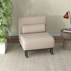 Sofá Cama Individual Plegable con Respaldo Ajustable de 5 Niveles Cojín y Tapizado de Lino Sintético 75x70x75 cm... - Ogal.Es