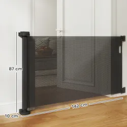 Barrera de Seguridad para Perros Retráctil con Interruptor de Cierre para Puertas Escaleras Pasillos 142x10x87 c... - Ogal.Es
