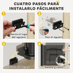 Barrera de Seguridad para Perros Retráctil con Interruptor de Cierre para Puertas Escaleras Pasillos 142x10x87 c... - Ogal.Es