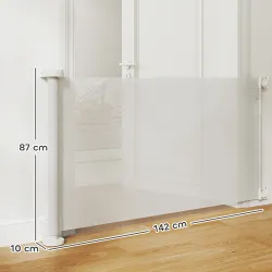Barrera de Seguridad para Perros Retráctil con Interruptor de Cierre para Puertas Escaleras Pasillos 142x10x87 c... - Ogal.Es