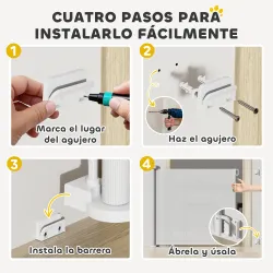 Barrera de Seguridad para Perros Retráctil con Interruptor de Cierre para Puertas Escaleras Pasillos 142x10x87 c... - Ogal.Es