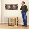 Jaula para Perros Mesa Auxiliar Moderna con 2 Puertas Soporte Giratorio con 2 Tazones 80x60x68 cm Roble - Ogal.Es
