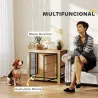Jaula para Perros Mesa Auxiliar Moderna con 2 Puertas Soporte Giratorio con 2 Tazones 80x60x68 cm Roble - Ogal.Es