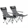 Conjunto de 2 Sillas Plegables Camping con Reposapiés Desmontable Reposacabezas Portavasos y Bolsa 125x48x90 cm ... - Ogal.Es