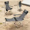 Conjunto de 2 Sillas Plegables Camping con Reposapiés Desmontable Reposacabezas Portavasos y Bolsa 125x48x90 cm ... - Ogal.Es