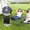 Conjunto de 2 Sillas Plegables Camping con Reposapiés Desmontable Reposacabezas Portavasos y Bolsa 125x48x90 cm ... - Ogal.Es