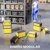 Caja de Herramientas con Ruedas Apilable Carro de Herramientas de Acero con Bandeja Mango Telescópico Amarillo y... - Ogal.Es