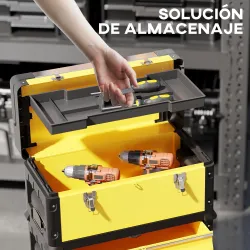 Caja de Herramientas con Ruedas Apilable Carro de Herramientas de Acero con Bandeja Mango Telescópico Amarillo y... - Ogal.Es
