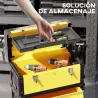 Caja de Herramientas con Ruedas Apilable Carro de Herramientas de Acero con Bandeja Mango Telescópico Amarillo y... - Ogal.Es