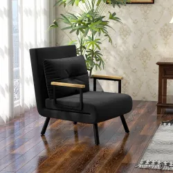 Sofá Cama Individual Plegable Silla Cama Convertible 4 en 1 Respaldo Ajustable de 5 Niveles y Almohada 63x73x81 ... - Ogal.Es
