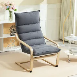 Sillón de Salón Moderno con Respaldo Alto Acolchado Patas de Madera y Tapizado en Terciopelo 67x83x105 cm Gris - Ogal.Es